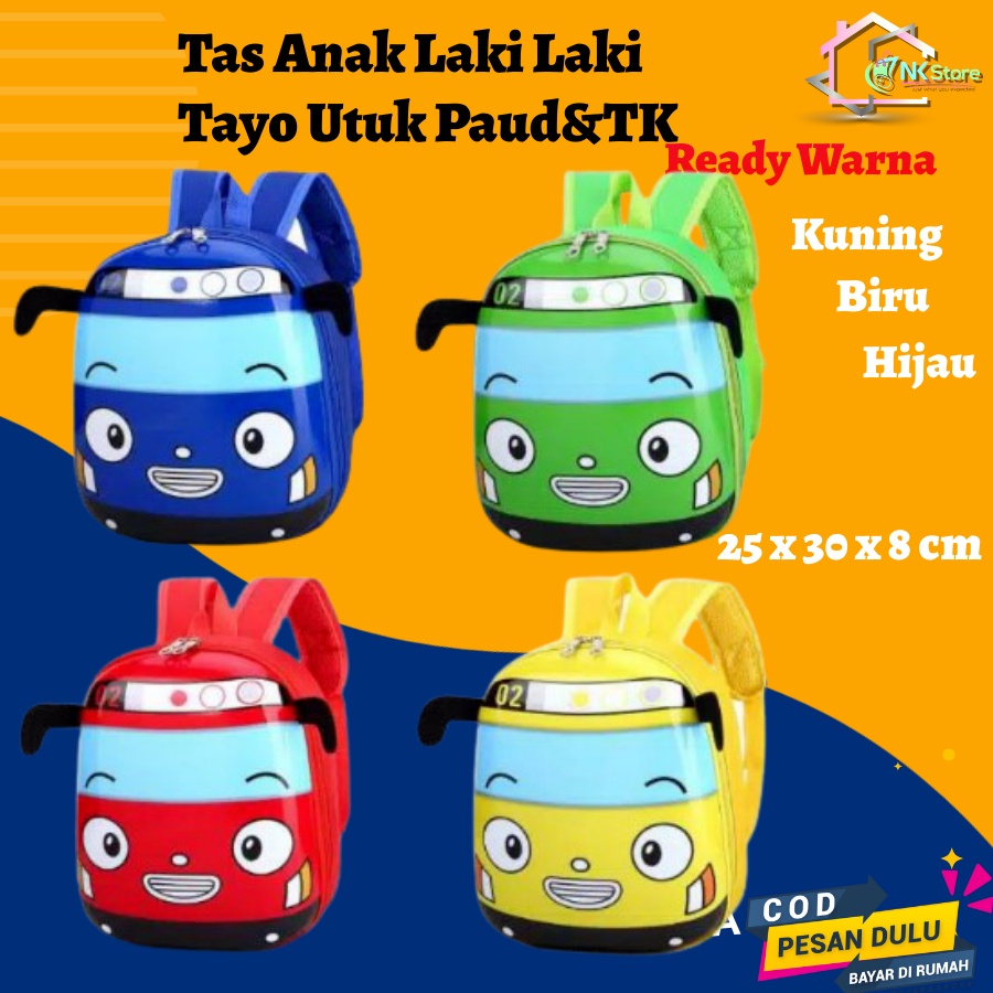 Tas Anak Sekolah Backpack Tayo Ransel Anak Laki Laki Paud TK Lucu Premium