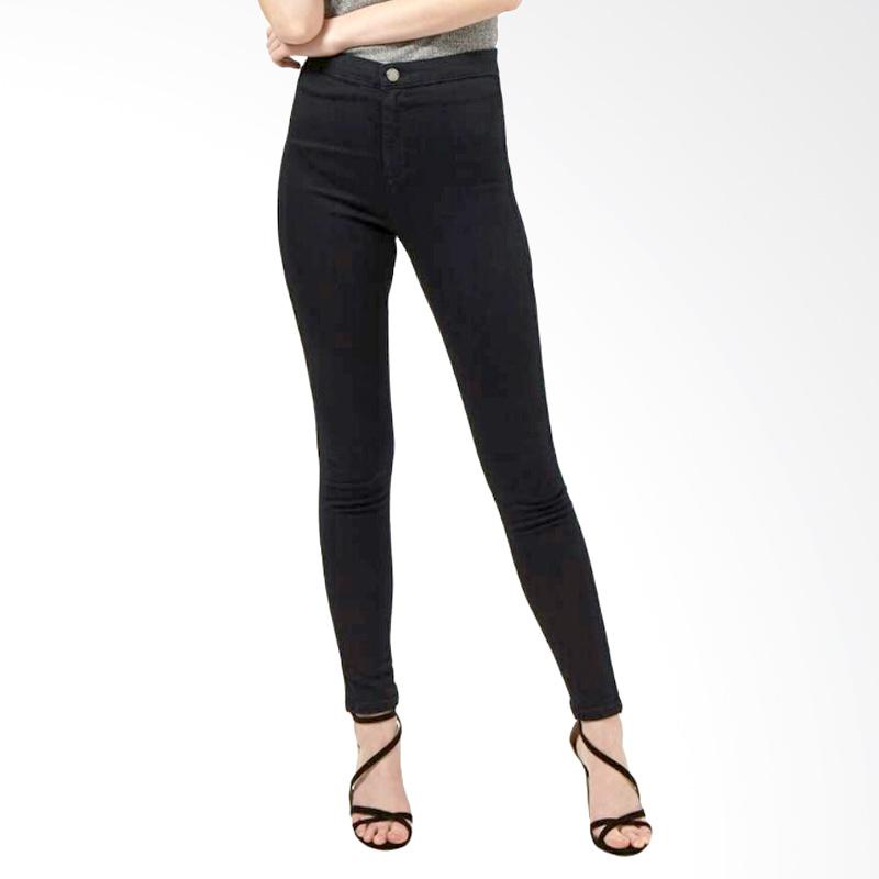 BESS - Celana Highwaist Cotton Strench Wanita - BLACK