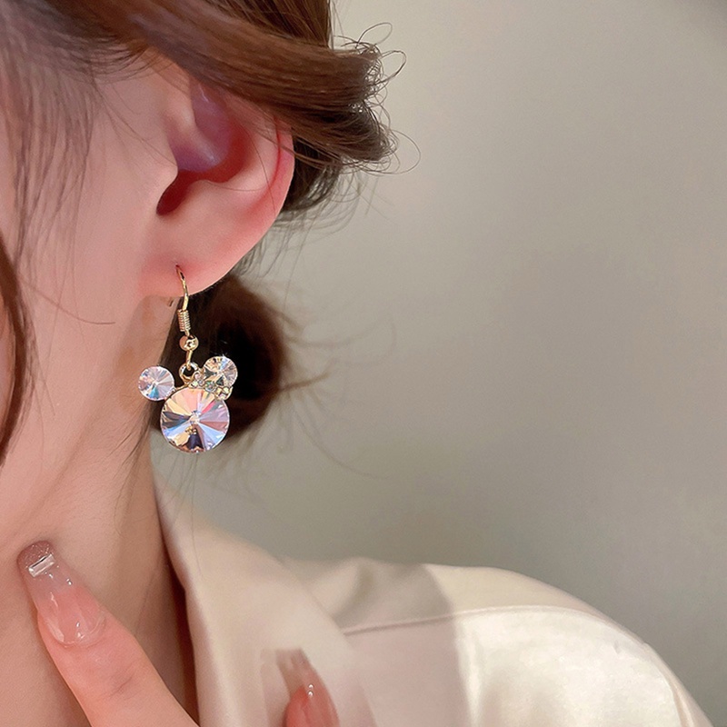 Anting Bentuk Hati Dan Bunga Aksen Zirkon Warna Pink Untuk Wanita