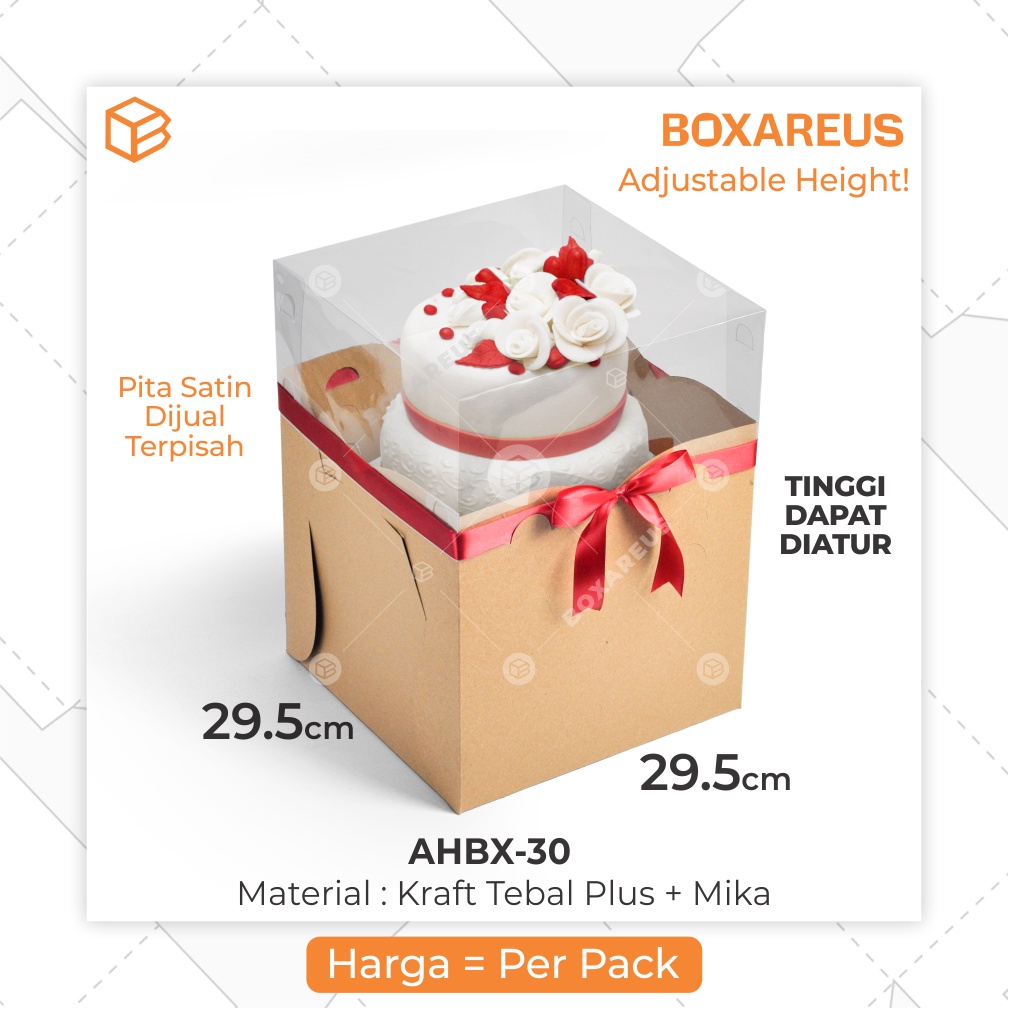 Cake Box Tinggi Dus Mika Kue Kemasan Kotak Packaging | AHBX 30