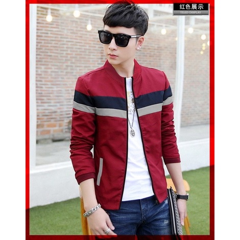 699 Jaket Pria Men Maroon CL Outer Atasan Bomber Zipper Modis Kekinian Laki-Laki Babyterry