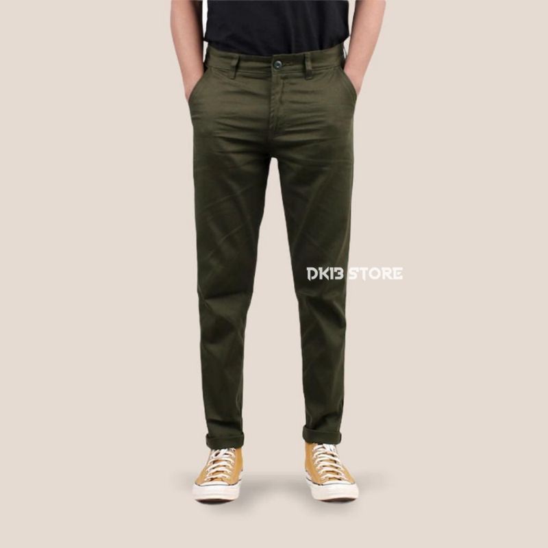 CELANA PANJANG PRIA CHINO ORIGINAL GEFALIANO WARNA ARMY SIZE 28-38