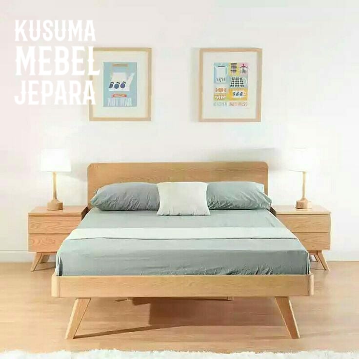 Set Dipan Tempat Tidur Size King Kayu Jati 10 (1 Dipan dan 2 Nakas)