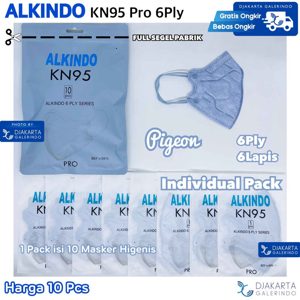 Masker Alkindo KN95 PRO Individual Pack 6PLY  isi 10Pcs