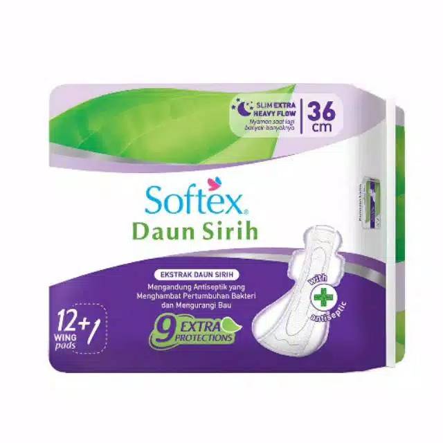Original Pembalut softex daun sirih 36cm night Exp Baru