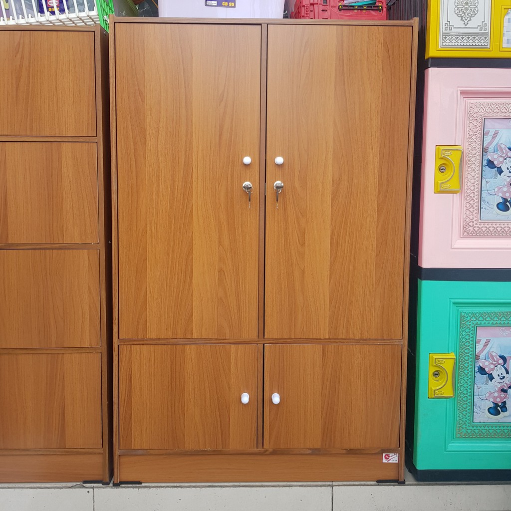KRENDY Lemari Pakaian Hanger Coklat Anak Bahan Serbuk Kayu KRENDY Lemari Pakaian Hanger Coklat Anak Bahan Serbuk Kayu