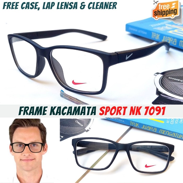 Frame Kacamata Sporty Pria Nike 7091 Lensa Baca Minus Anti Radiasi Blueray Photocromic Bluecromic