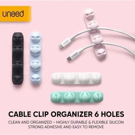 

(BISA COD) UNEED Cable Organizer Cable Clip Management Desktop 6 Holes PROMO SPECIAL Kode 1122