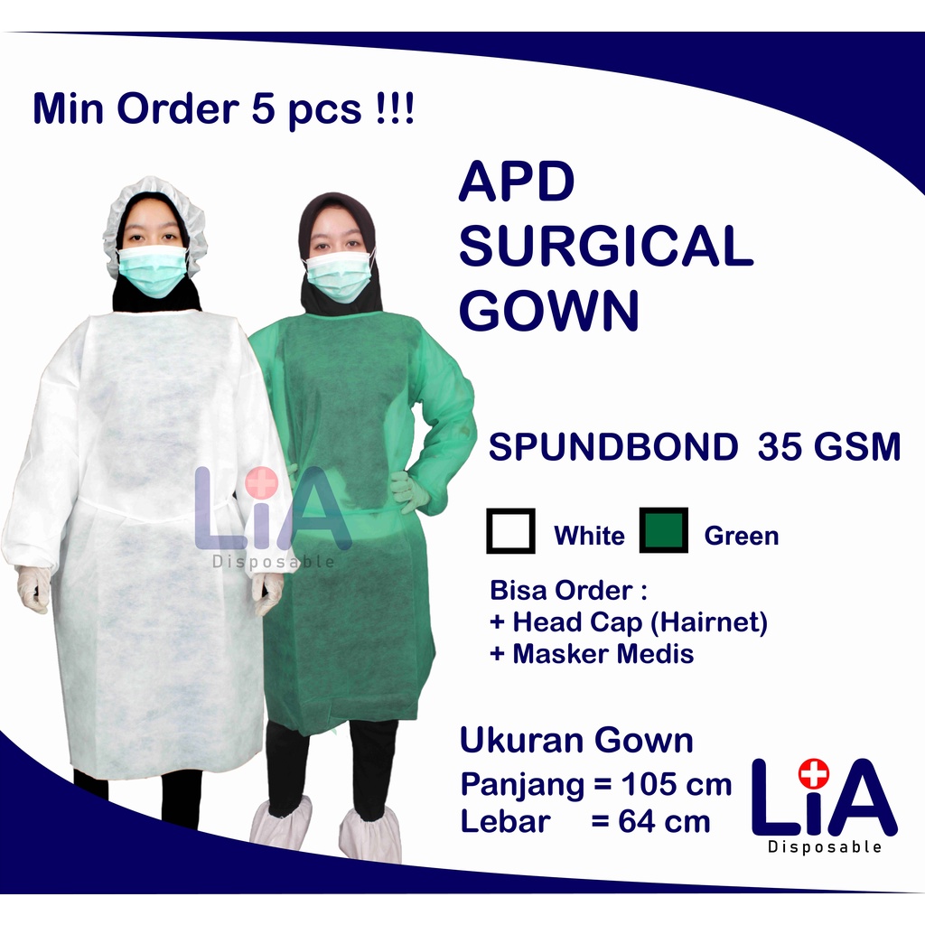 APD GOWN | GOWN MEDIS | SURGICAL GOWN | DISPOSABLE SPUNDBOND / NW 35 GSM