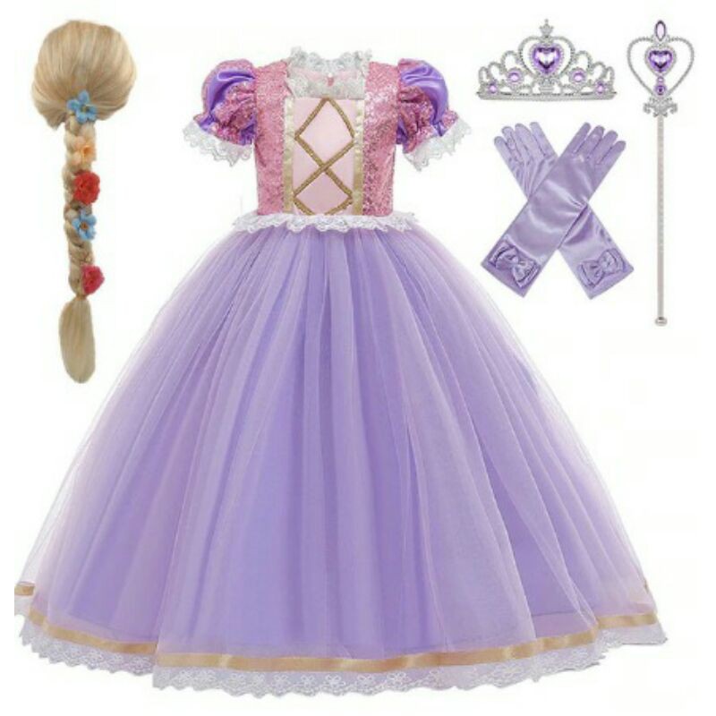 DRESS COSTUME CARNAVAL PARTY PRINCESS PUTRI RAPUNZEL PREMIUM