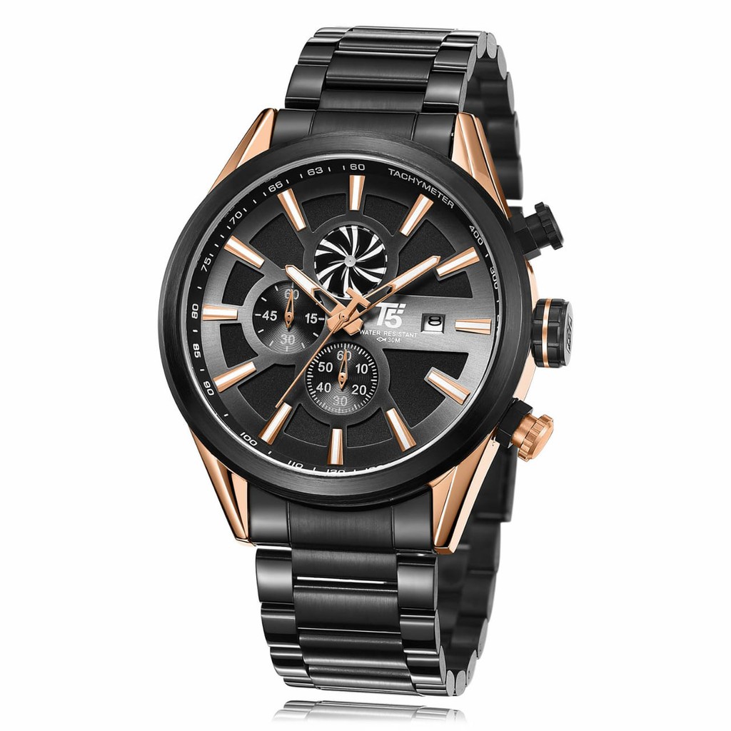 t5 H3627 original chronograph jam tangan pria original black