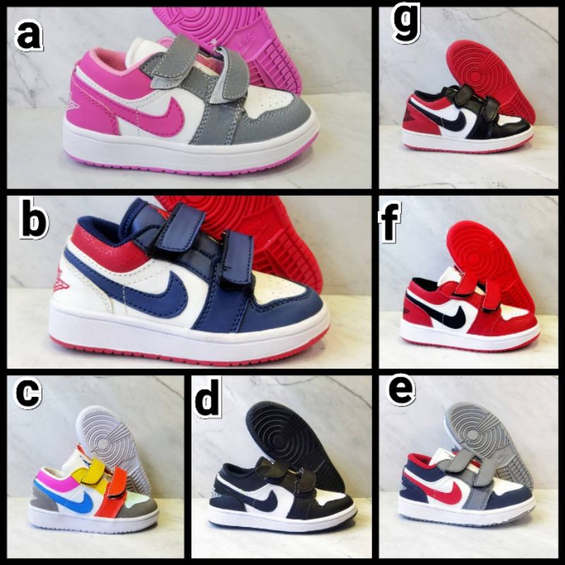 Sepatu Sneakers anak laki-laki Perempuan Nike Air Jordan 1 Low perekat All Varian Kids