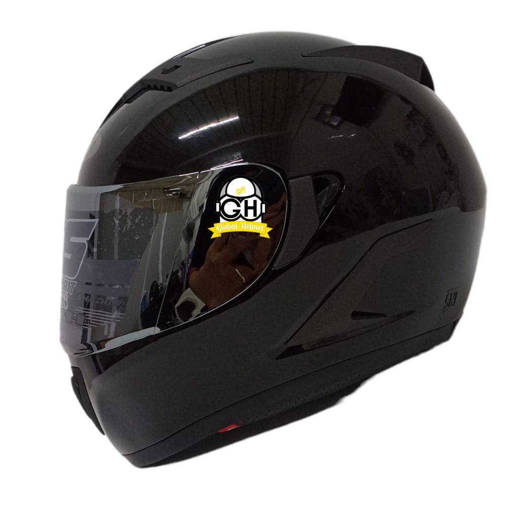 HELM FULL FACE NJS SHADOW SOLID DOUBLE VISOR BLACK