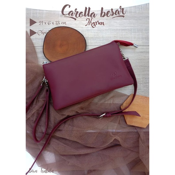 tas biru tsabita Carolla besar 3 ruang free 2 tali