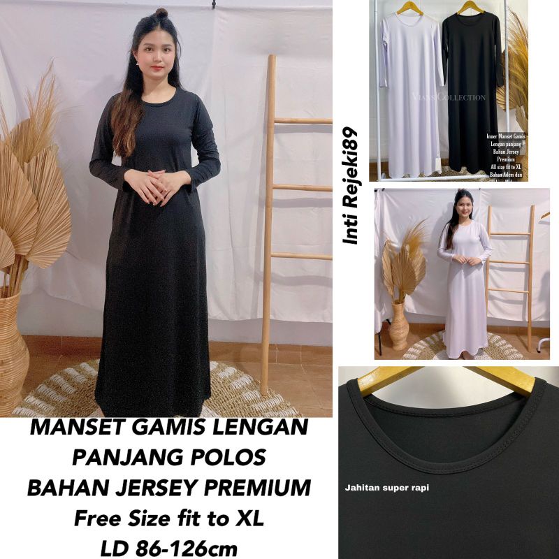 MANSET GAMIS LENGAN PANJANG/INNER DRESS LENGAN PANJANG/MANSET DRESS LENGAN PANJANG/BAHAN JERSEY PREM