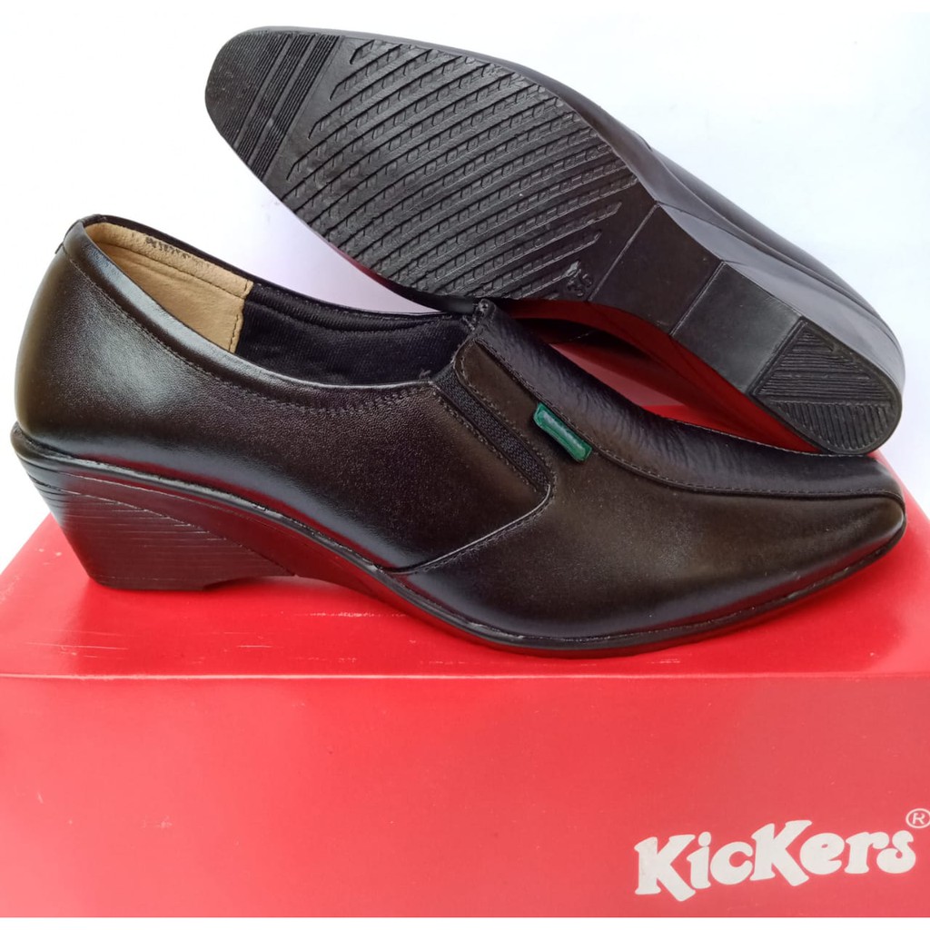 Sepatu pantofel wanita kickers kulit asli original fantofel elastis slip on formal kerja kantor COD