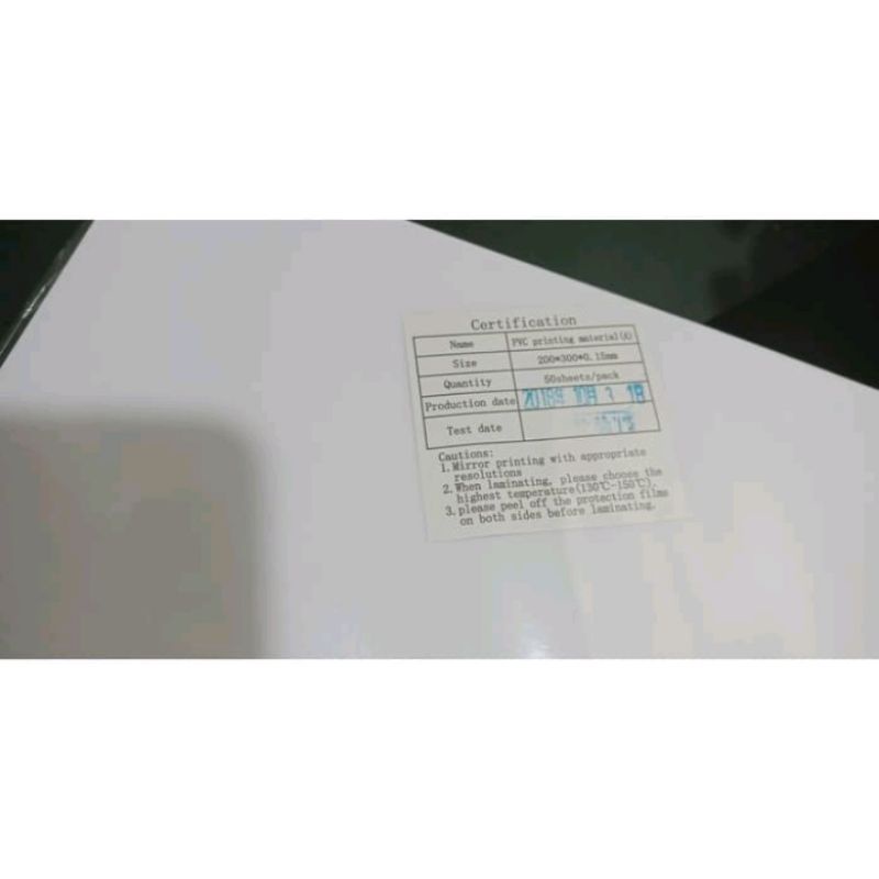 

50 lembar Bahan Id Card Overlay nya saja ukuran A4 (Tanpa PVC)