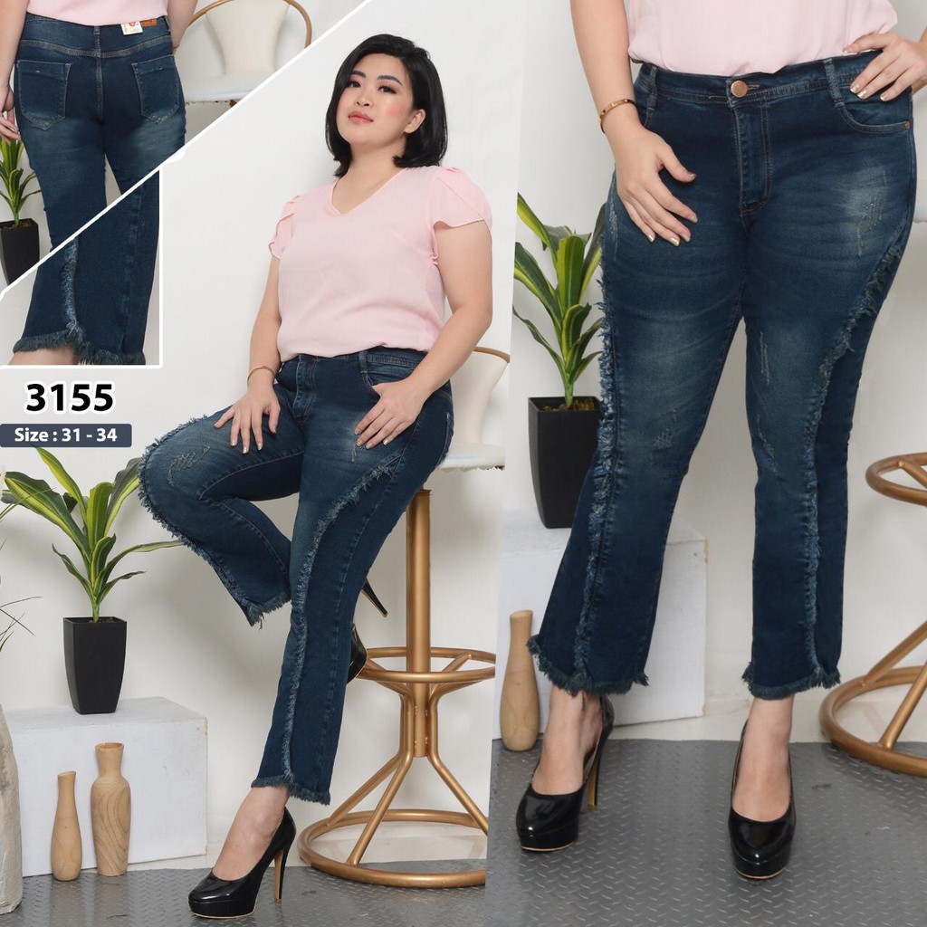 Celana Jeans Wanita 7/9 Cutbray Tulang Rawis 27-30 31-34 Bisa Bayar Ditempat(COD)