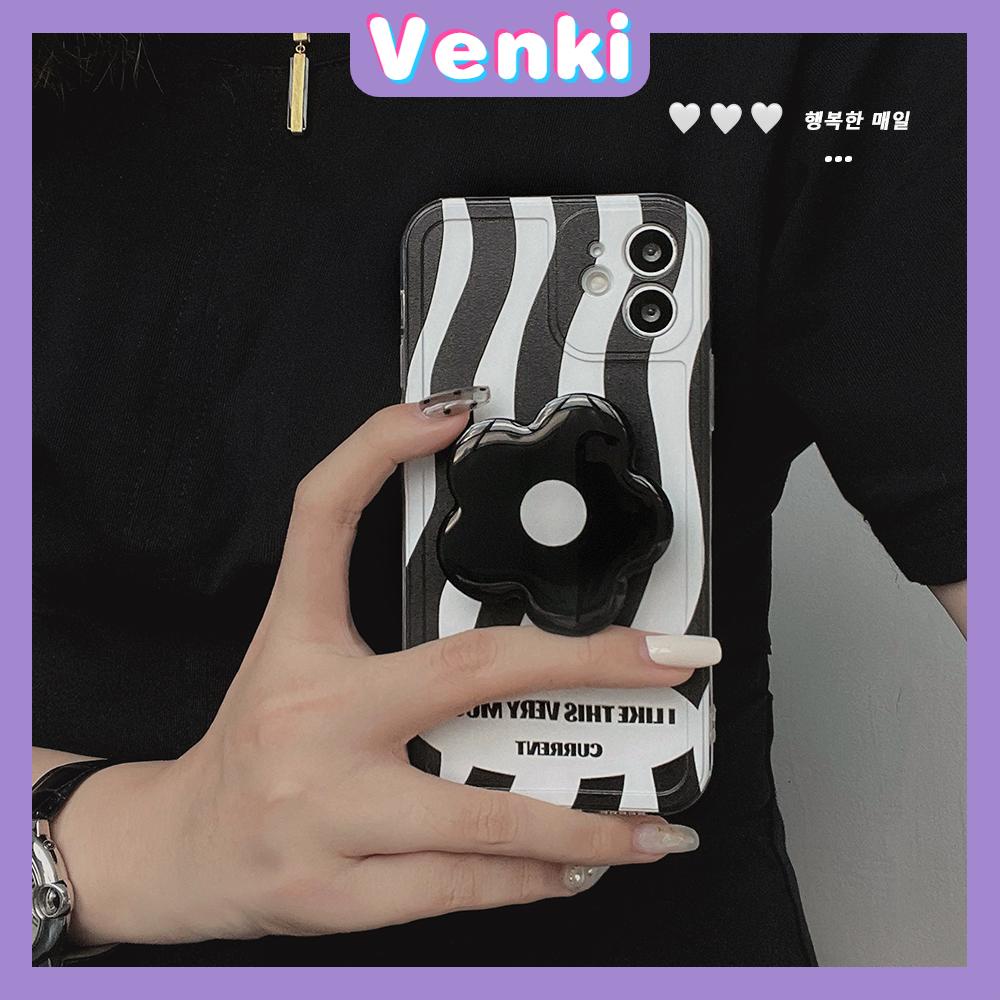 Soft Case Silikon Motif Bunga Warna Hitam / Putih Untuk Iphone 11 Pro Max / 7 + / Xs / Xr / 12 / 13pro / Max