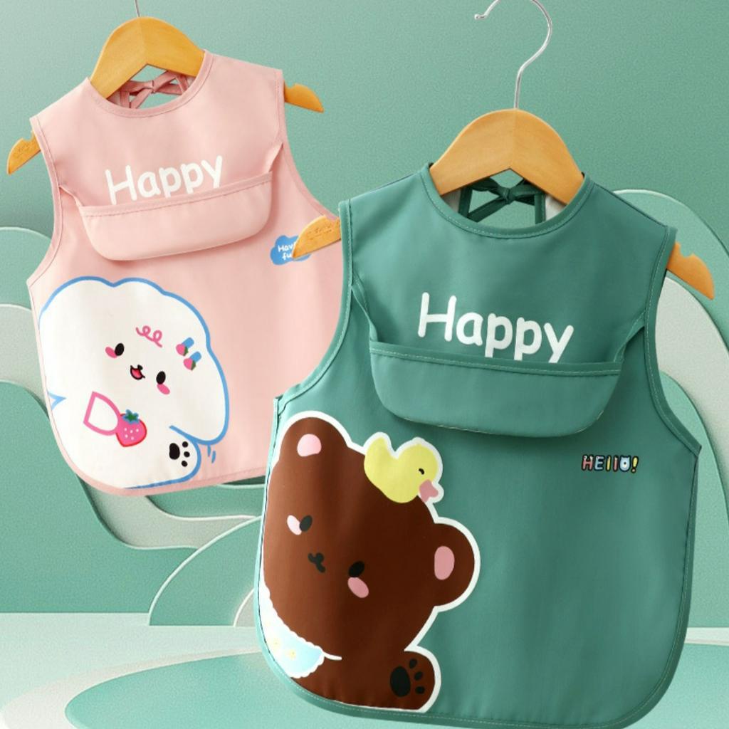 BIANCA - Bibs Anak Tanpa Lengan Full Waterproof ANIMAL SERIES 4 COLOURS