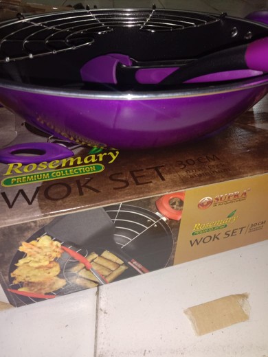 Wajan Tempura / Wajan Set Aluminium Teflon / Wok Set 30cm Supra - Ungu