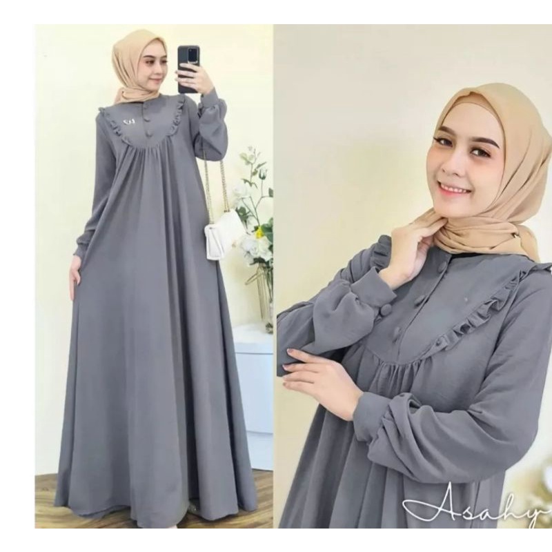 asahy dress cringkle air blow 2022 terlaris/gamis crinkle kekinian termurah/pakaian muslim wanita terlaris/dress terbaru bahan crinkle