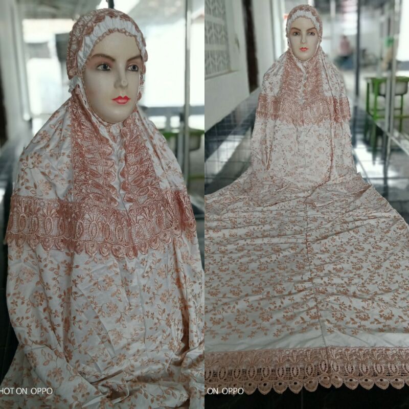 Mukena Terusan Dewasa Sutra Jepang Renda Prada Milo