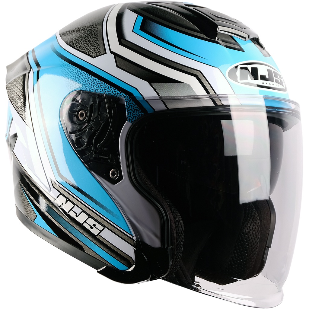 NJS KAIROZ DV Zenith Putih - Biru Gloss Helm Half face-2