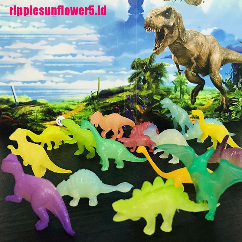 16pcs / set Mainan Dinosaurus Jurassic Noctilucent Glow In The Dark