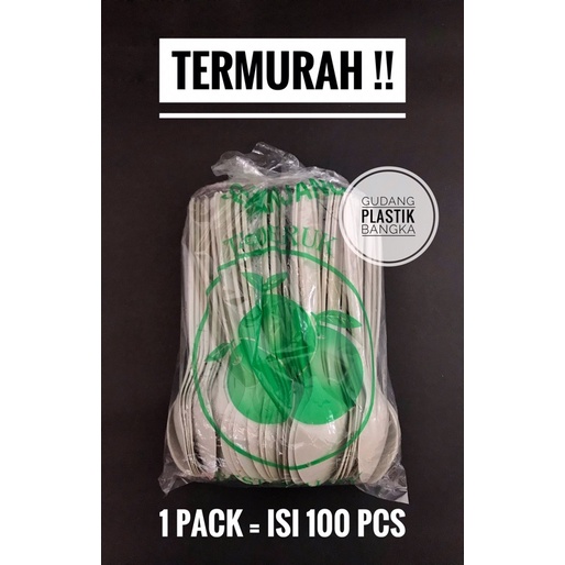 SENDOK PLASTIK MURAH (ISI 100 PCS) MERK TIGA JERUK