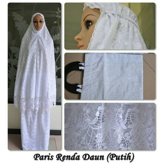 mukena katun paris renda daun