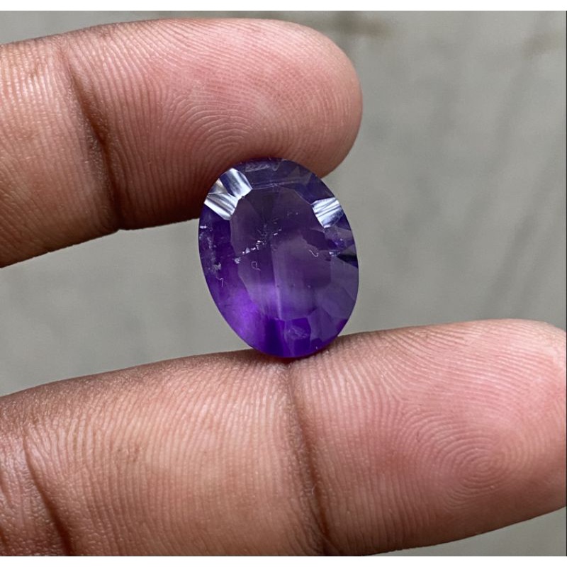 Batu Kecubung Wulung Ungu Natural Amethyst fansy cutting concave Dim 17.5x13x7