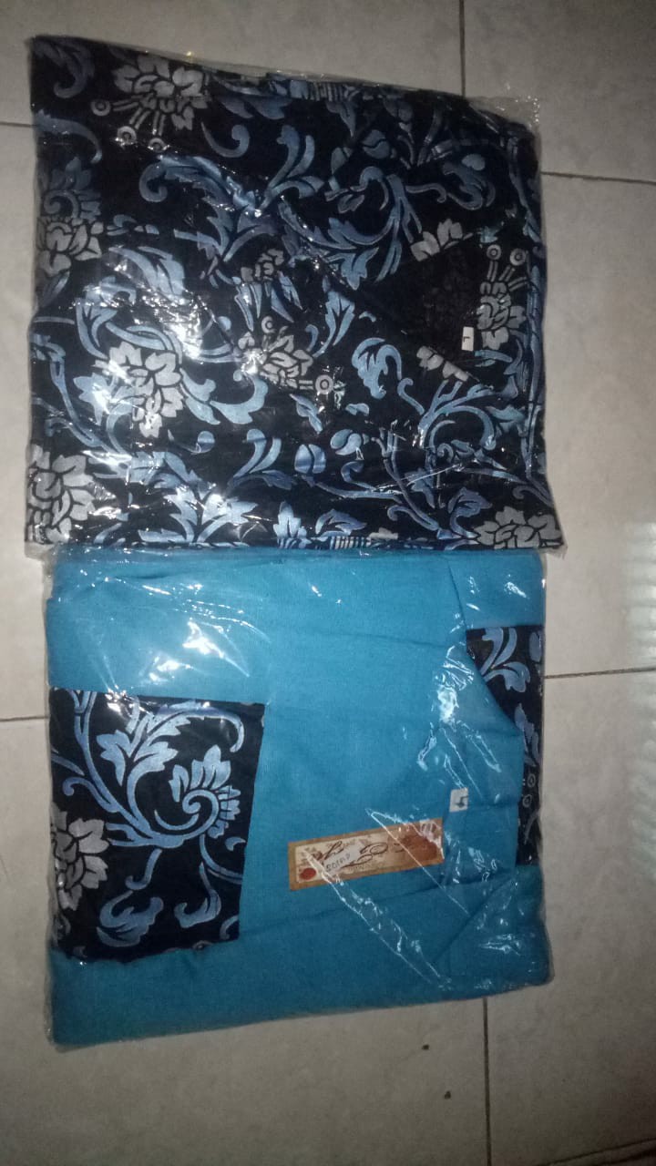 [couple Biru Saja] Srg 732 Couple Rovella Sarimbit Batik Modern Prada Kutu Baru Seragam Pesta Muslim