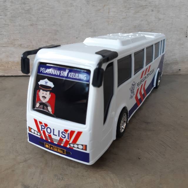 Mainan Mobil Bus SIM Polisi - Miniatur Bis Dorong Anak Edukatif