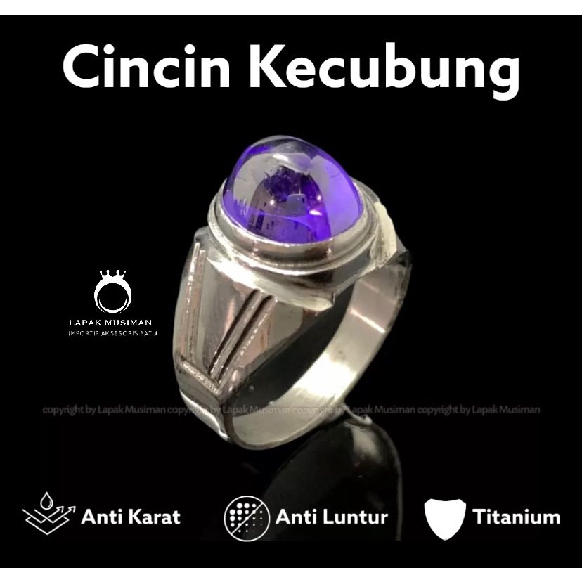 [Bayar di Tempat] Cincin Pria Batu Kecubung Model Tanam