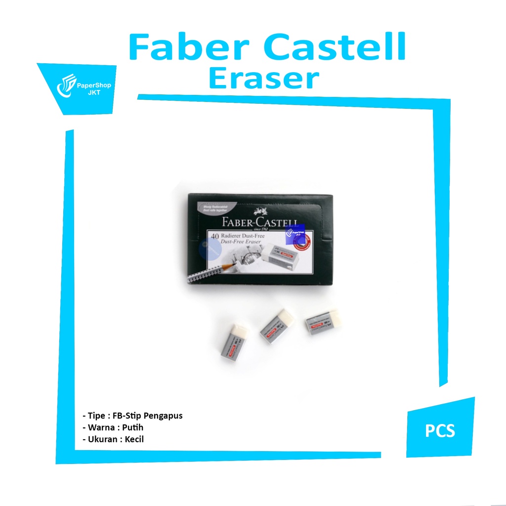 

FABER CASTELL - Penghapus Putih Kecil Stip Dust Free - Pcs