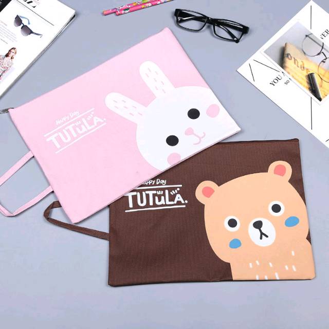 

Kantong file motif kartun unik lucu fancy tempat file pouch dompet dokumen clutch binder organizer