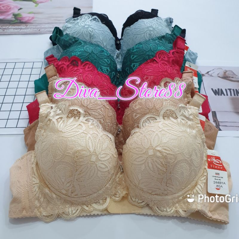 Push Up Bra Elena 24481A Original | Bh Push Up Brokat Busa Extra Tebal Sayap Lebar Kait3