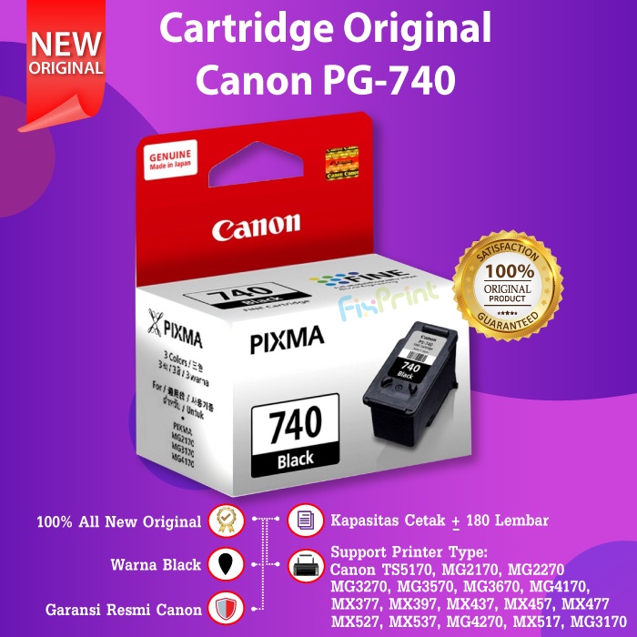 Cartridge Canon PG740 PG 740 PG-740 Black ORIGINAL MX397 MX377 MX477