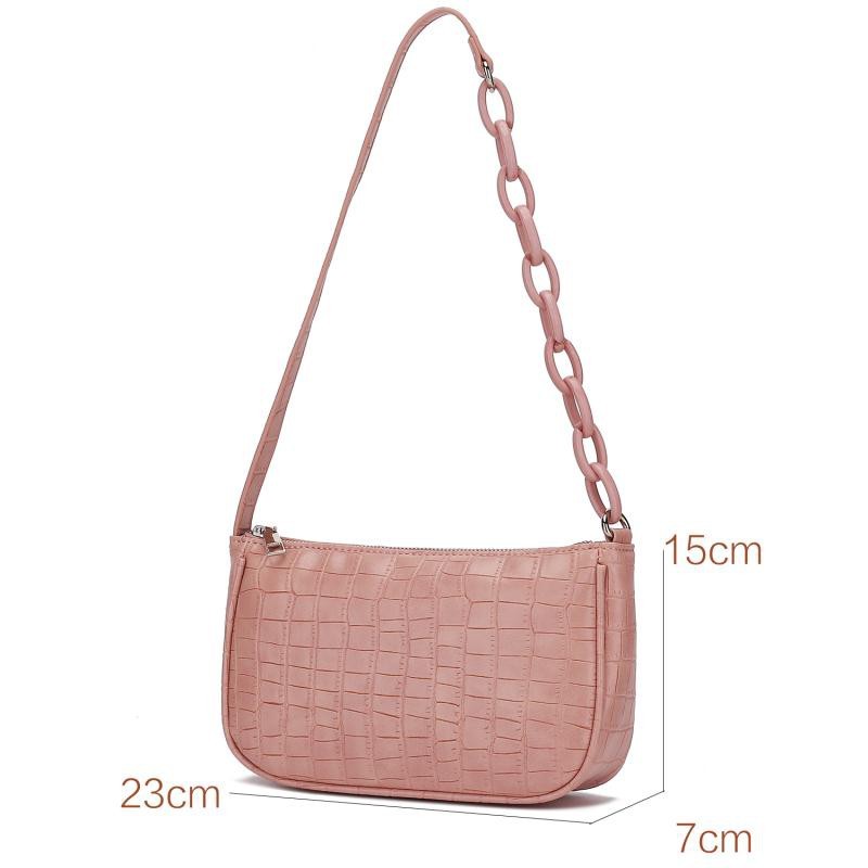 TAS BAHU BAGUETTE CROCO RANTAI FASHION WANITA -6WARNA #001