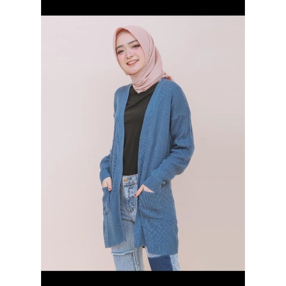 Cardigan Wanita Rajut Halus Long Cardigan BELLE kacing OVERSIZE By Galleraj.Id