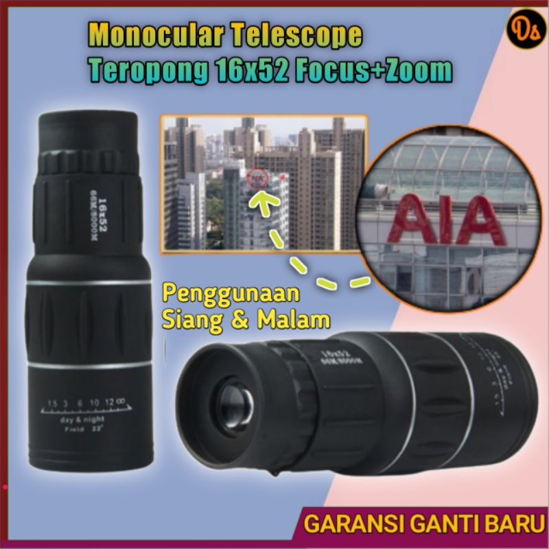 PROMO Prime Teropong Monokular Focus Zoom Lens Telescope 16x52 Teleskop telescop teropong monocular moncular super zoom teleskop mini teropong hp zoom monocular teleskop teropong monocular jarak jauh teleskop hp zoom teleskop hp TaffSPORT OMOR0KBK