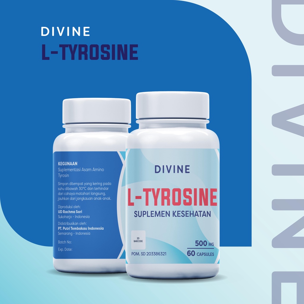 Divine L-Tyrosine Asam Amino Suplemen Kesehatan Otak 500 mg 60 Kapsul