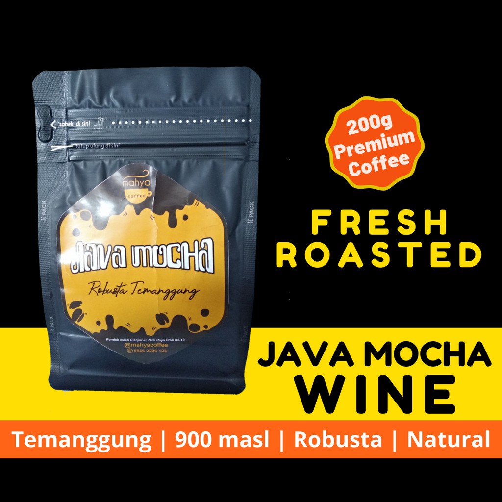 

Kopi Robusta Temanggung Premium Java Mocha Wine 200 Gram