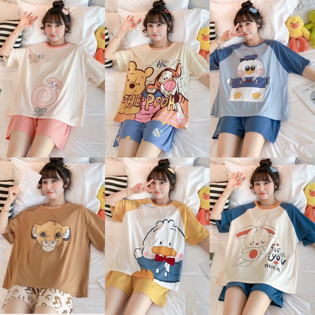 BAJU TIDUR PIYAMA SETELAN HOTPANT HP OVERSIZED IMPORT