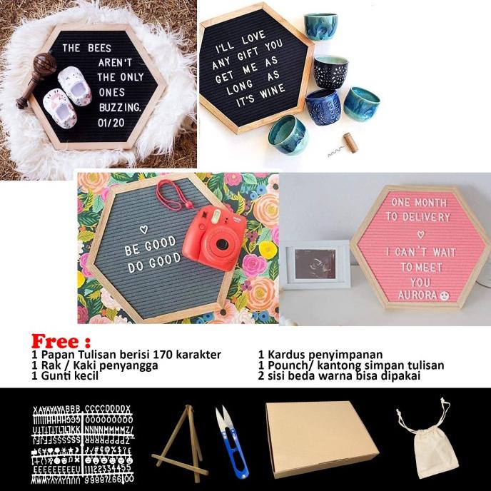 

Office & Stationery | Alat Tulis | Promo Felt Letter Board 2 Sisi Warna Set Lengkap Hexagon Ukuran 26X30 | Best Seller