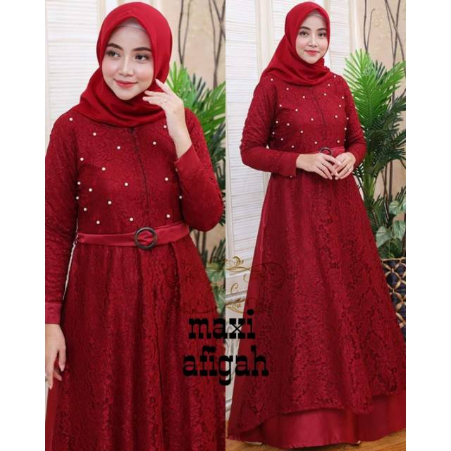 Maxi afigah fg / pakaian gamis dress brukat import