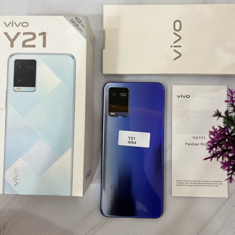 vivo y21 Ram 4 Rom 64 Gb second original like new Garansi resmi masih panjang
