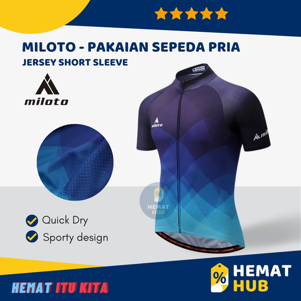 Jersey Sepeda Pria Roadbike MTB Pakaian Olahraga Short Sleeve Quick Dry Lengan Pendek Cepat Kering