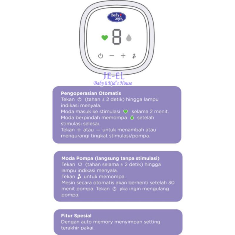 Baby Safe Electric Breast Pump Single Pompa Asi Elektrik BPE01